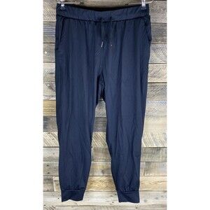 Libin Women's Sz L Black Wide Elastic Drawstring Waistband Joggers With Pockets